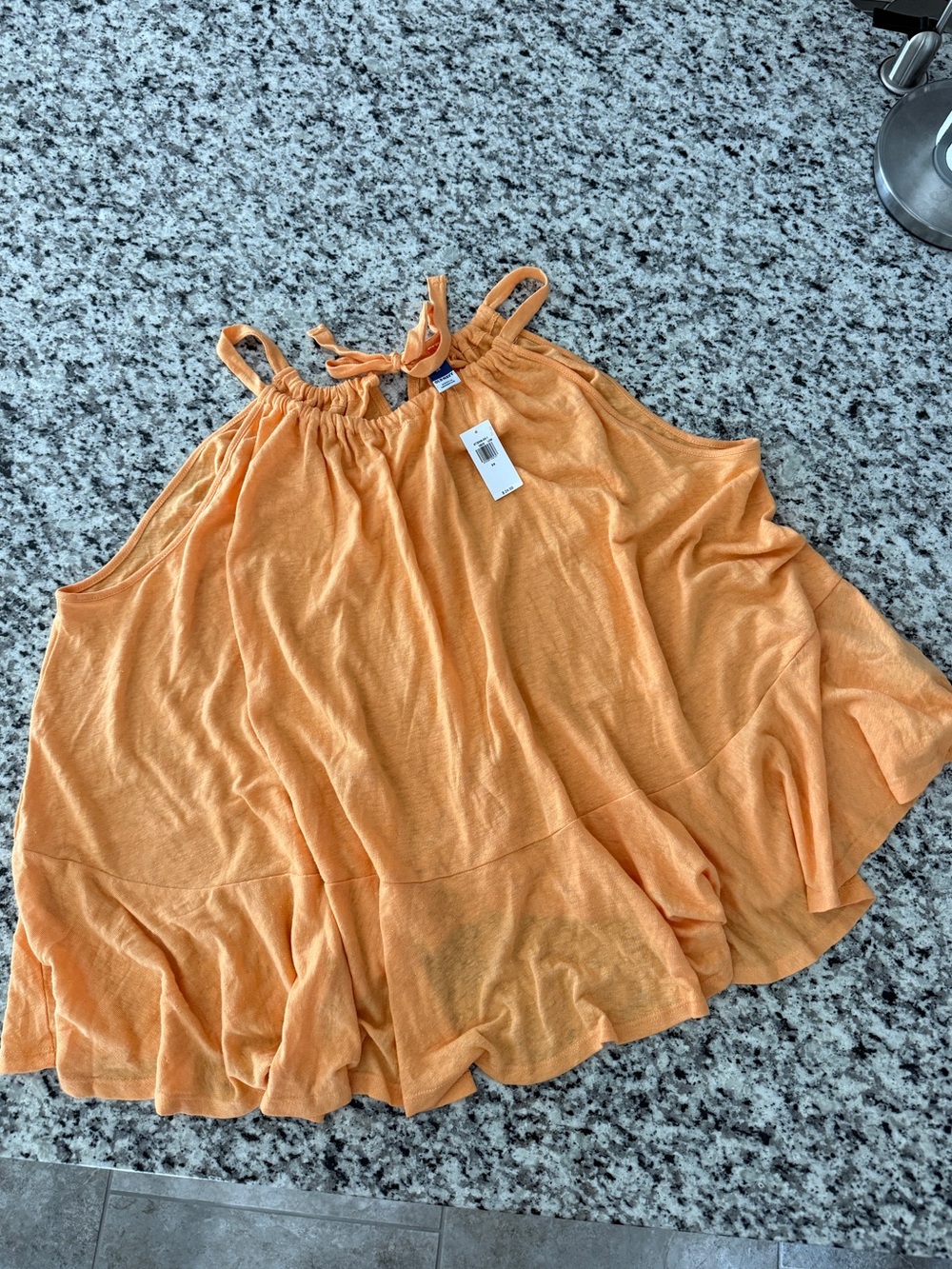 Old Navy Linen-Blend Peplum Halter Swing Top Mango Sorbet 3X